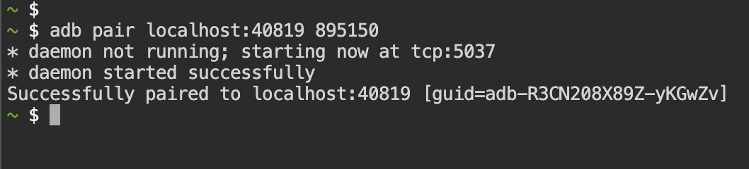 adb pair success