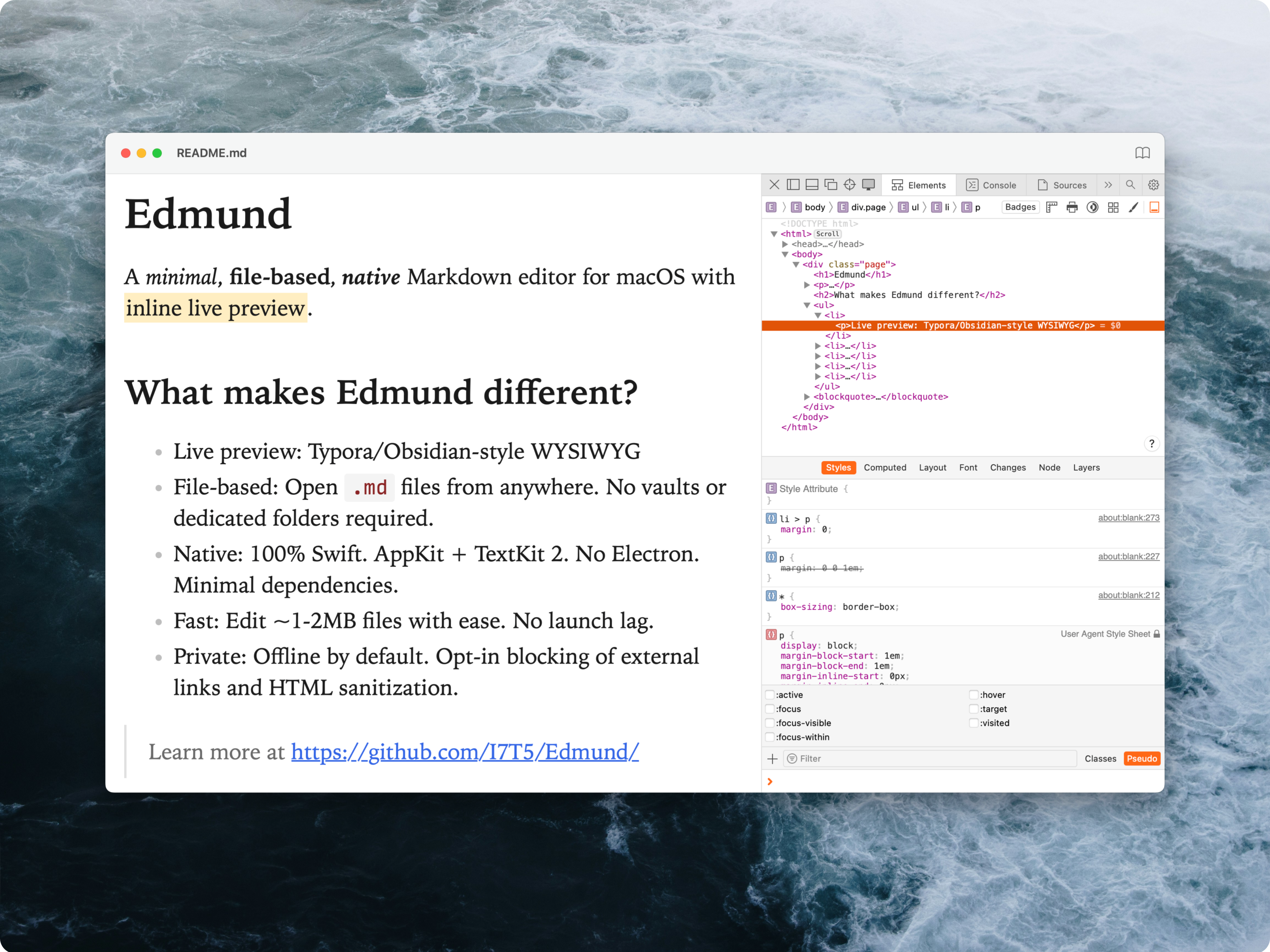 Basic usage in read mode and inspector
