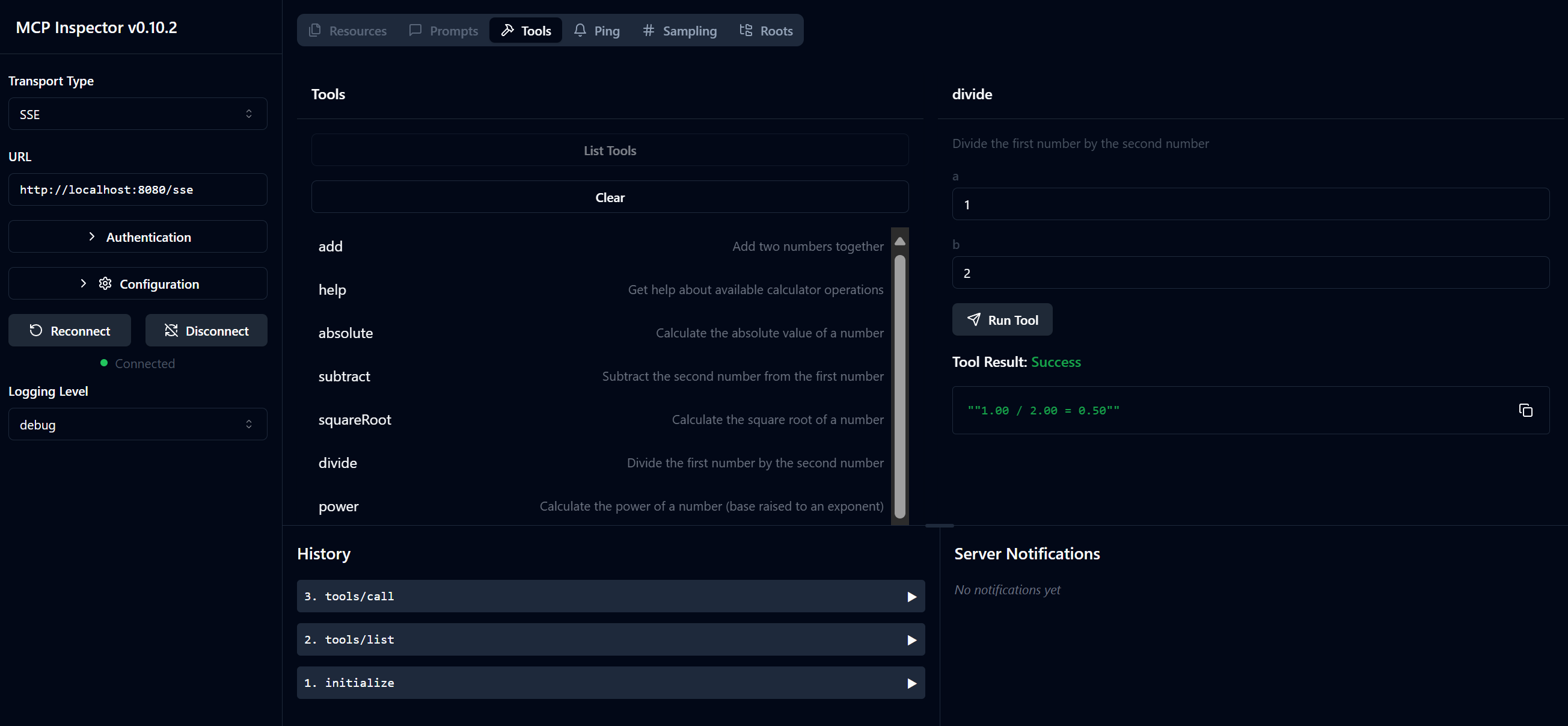 MCP Inspector Screenshot