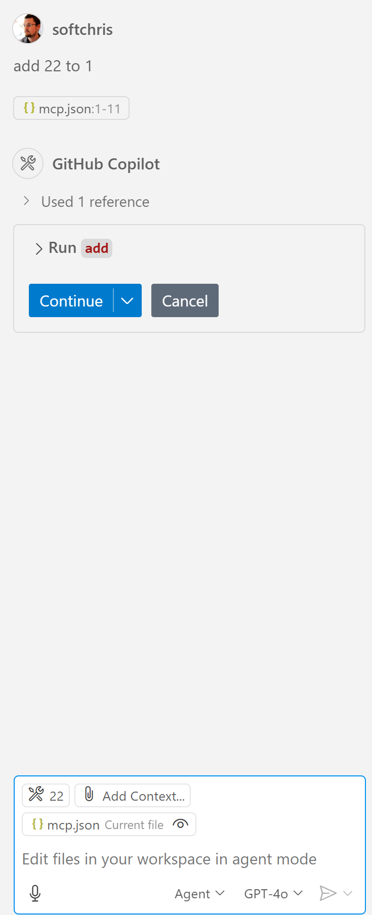 Running a tool from GitHub Copilot