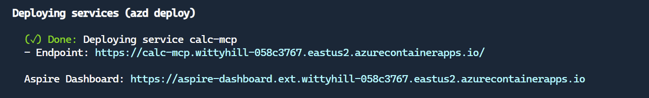 Azd deployment success