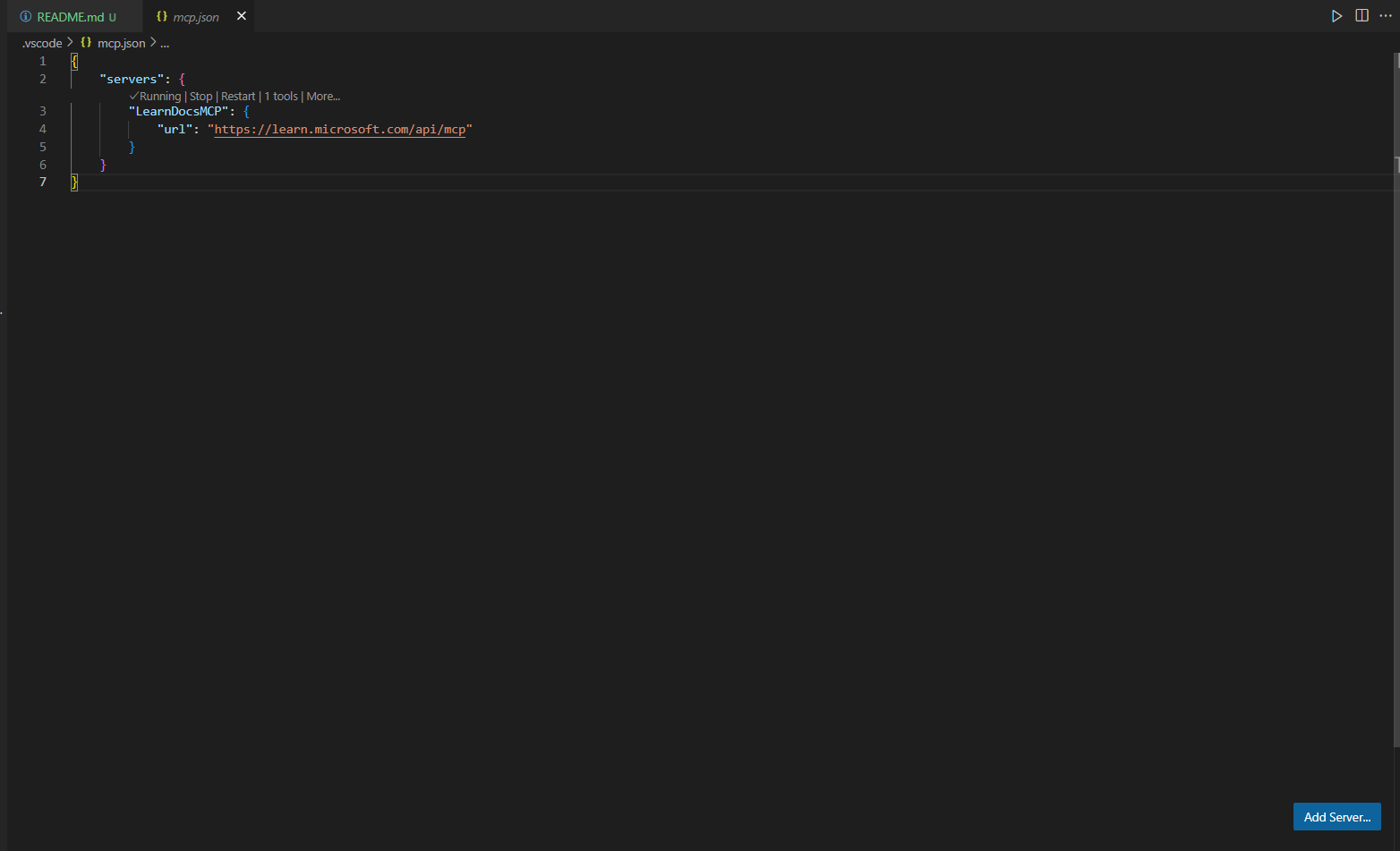 Step 1: Add mcp.json to .vscode folder
