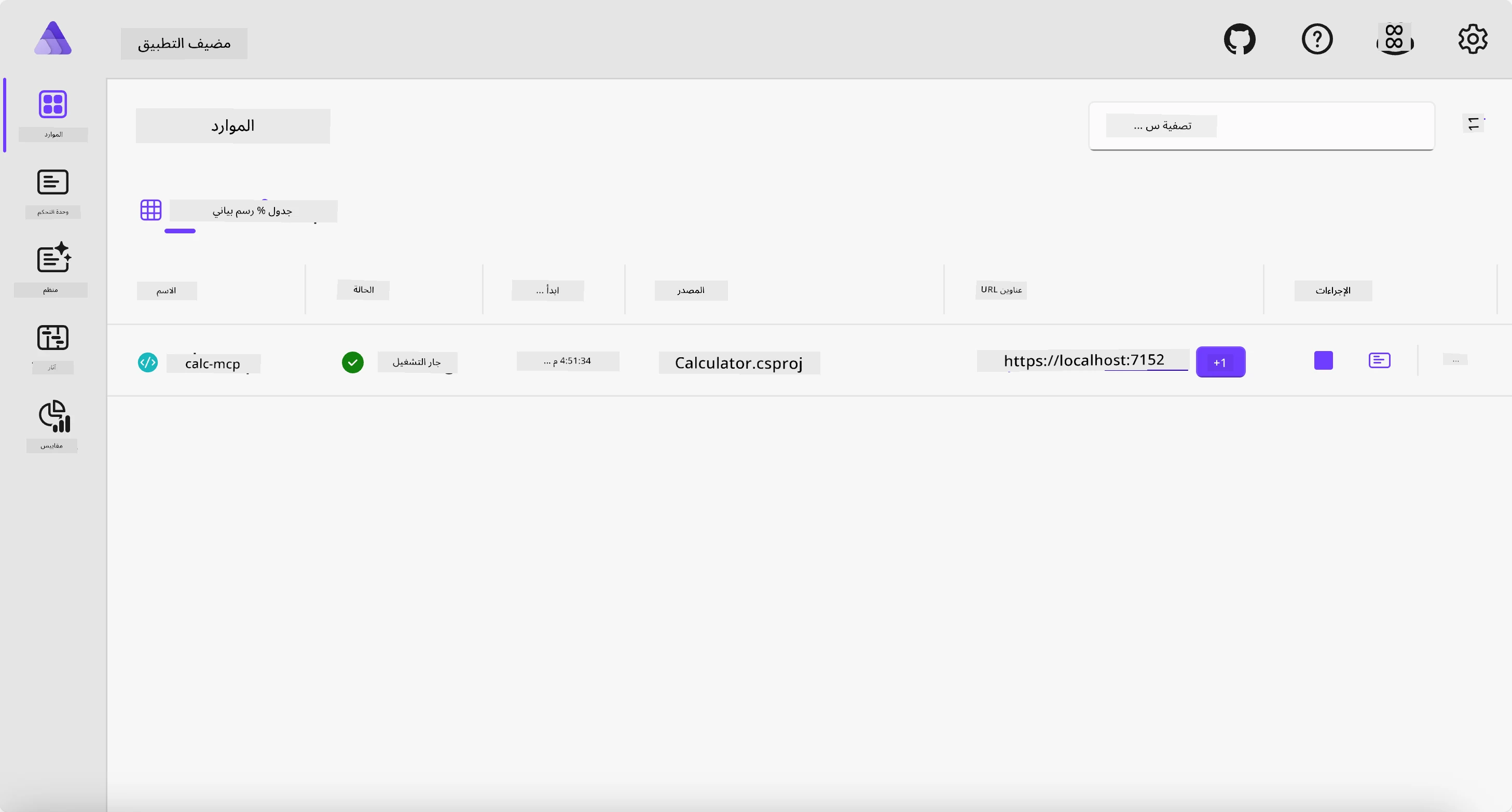لوحة تحكم .NET Aspire