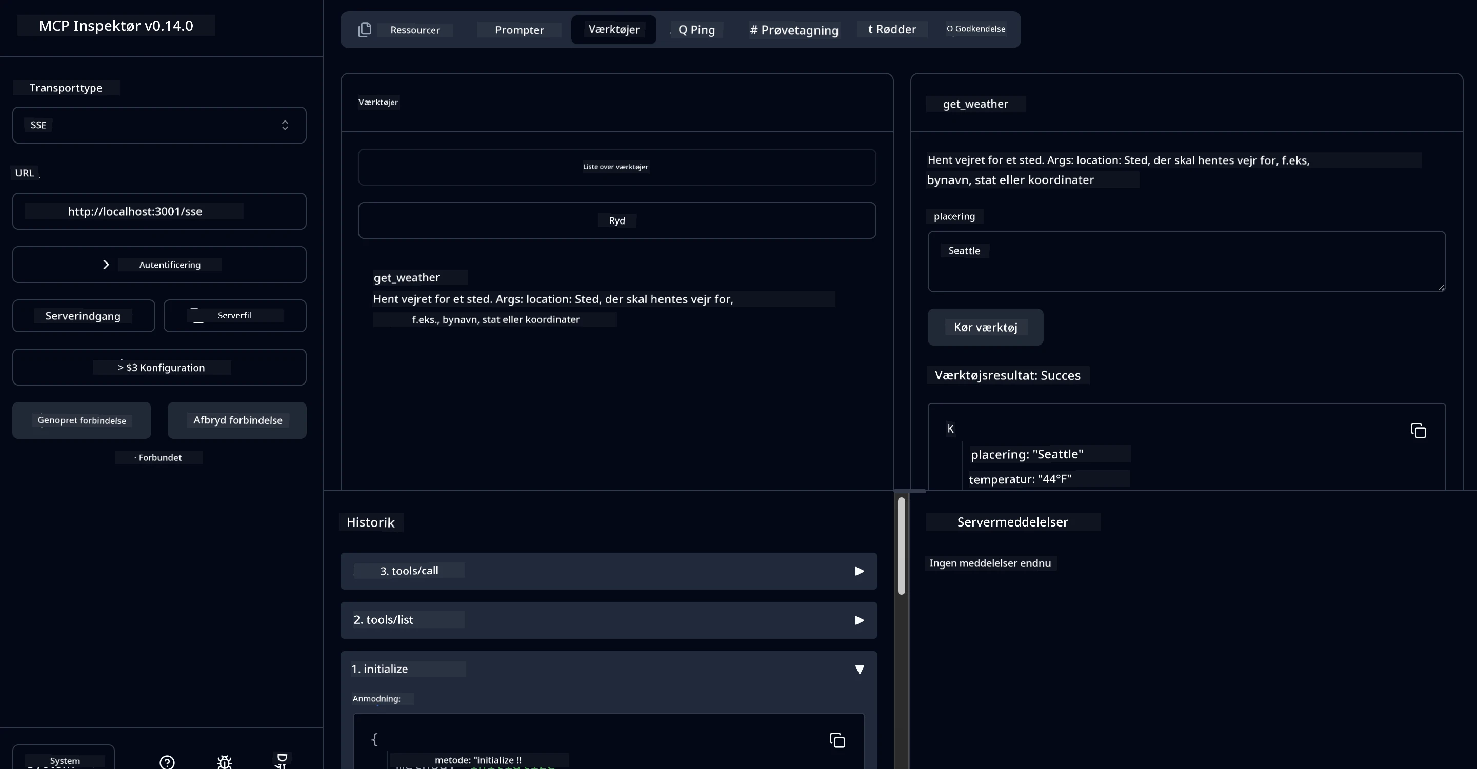 MCP Inspector Interface
