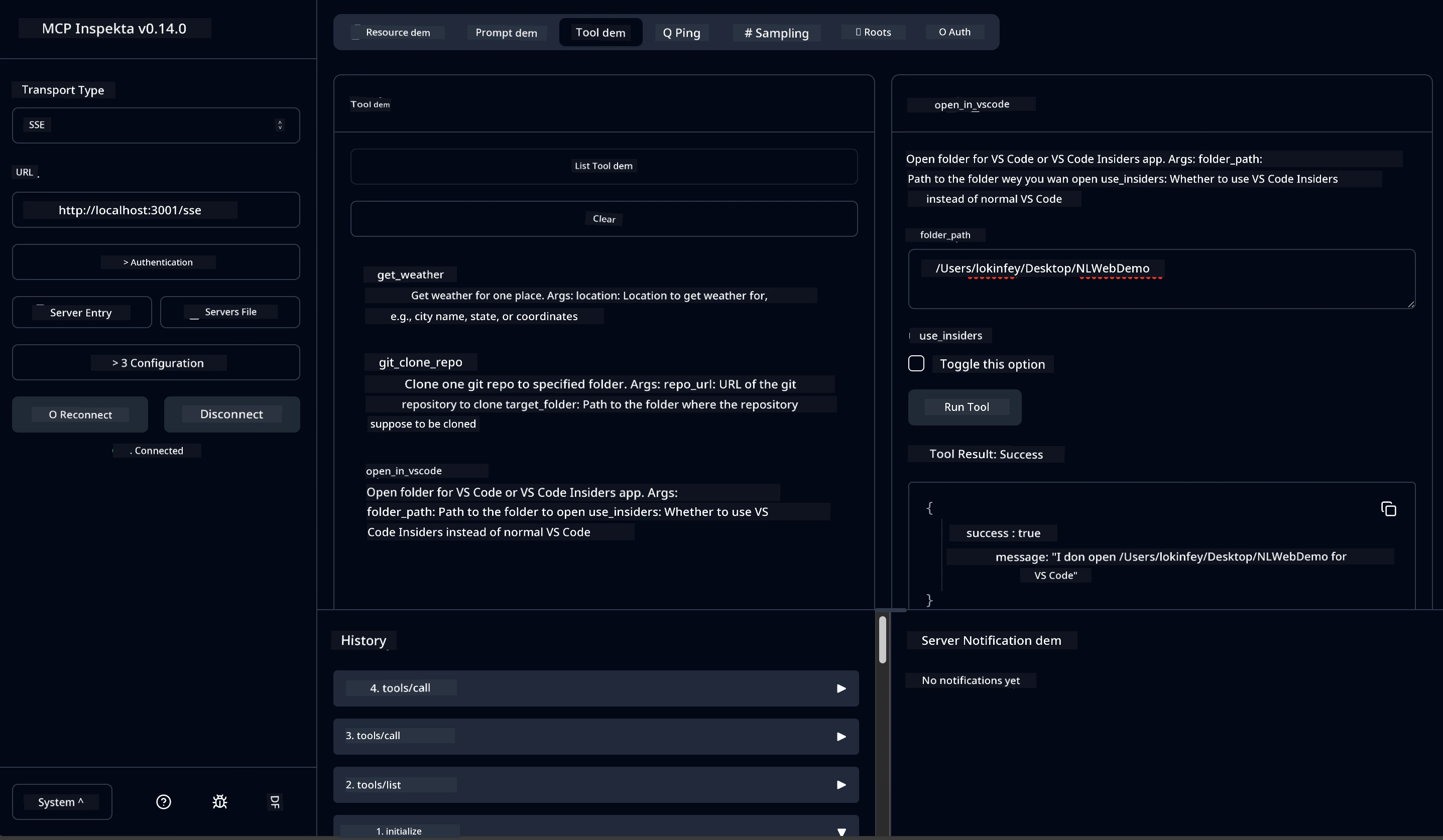 MCP Inspector Testing