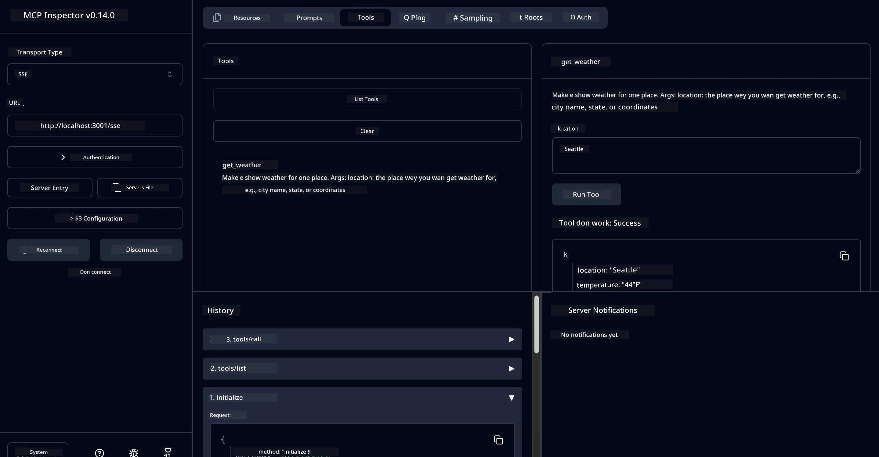 MCP Inspector Interface