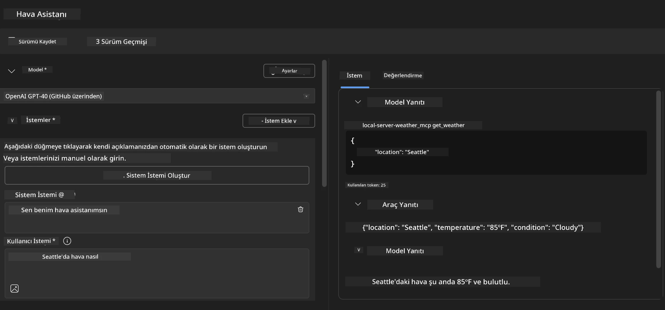 Agent Builder Debug Result