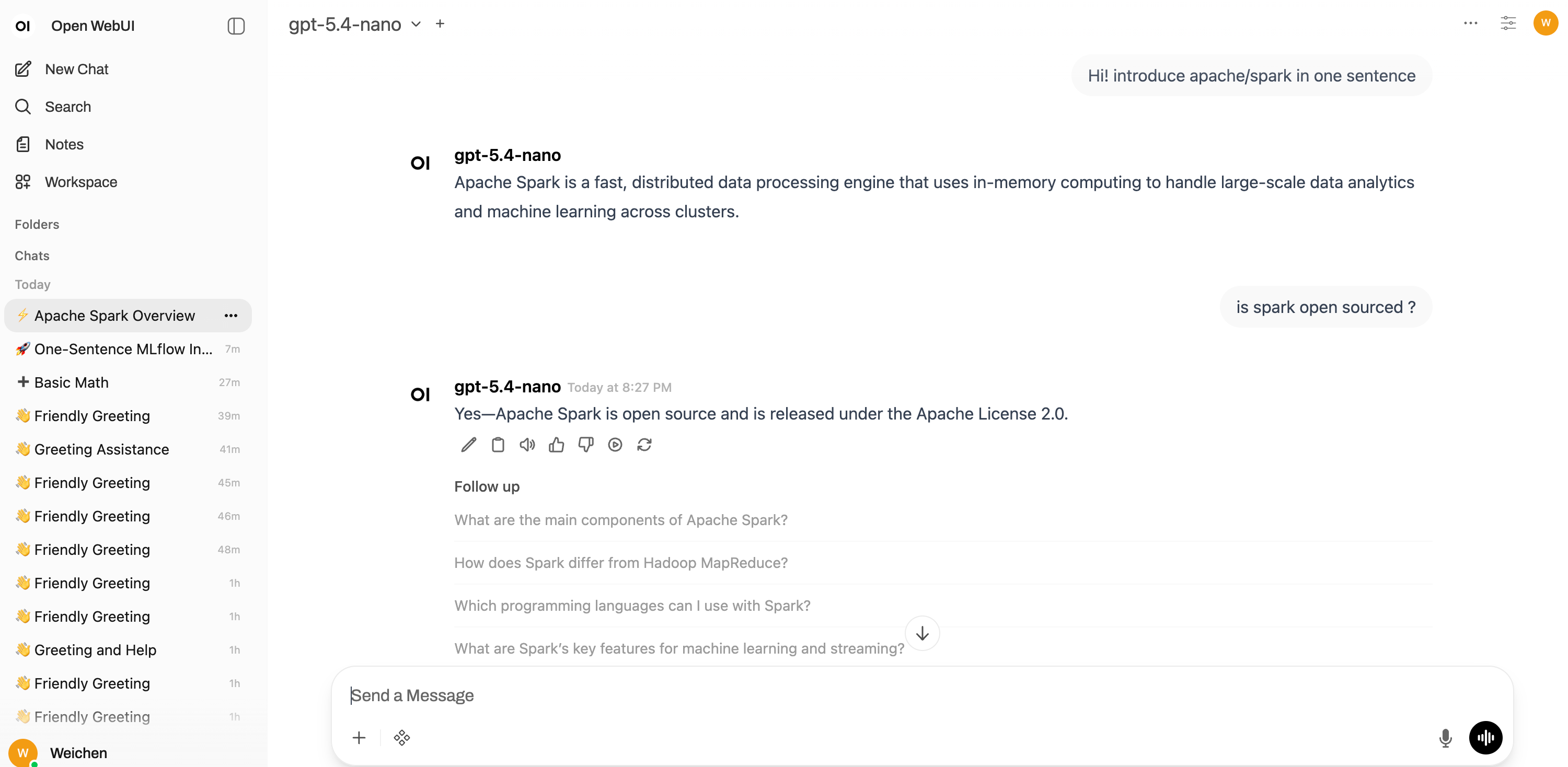 OpenWebUI chat session