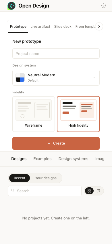 Open Design home (mobile)