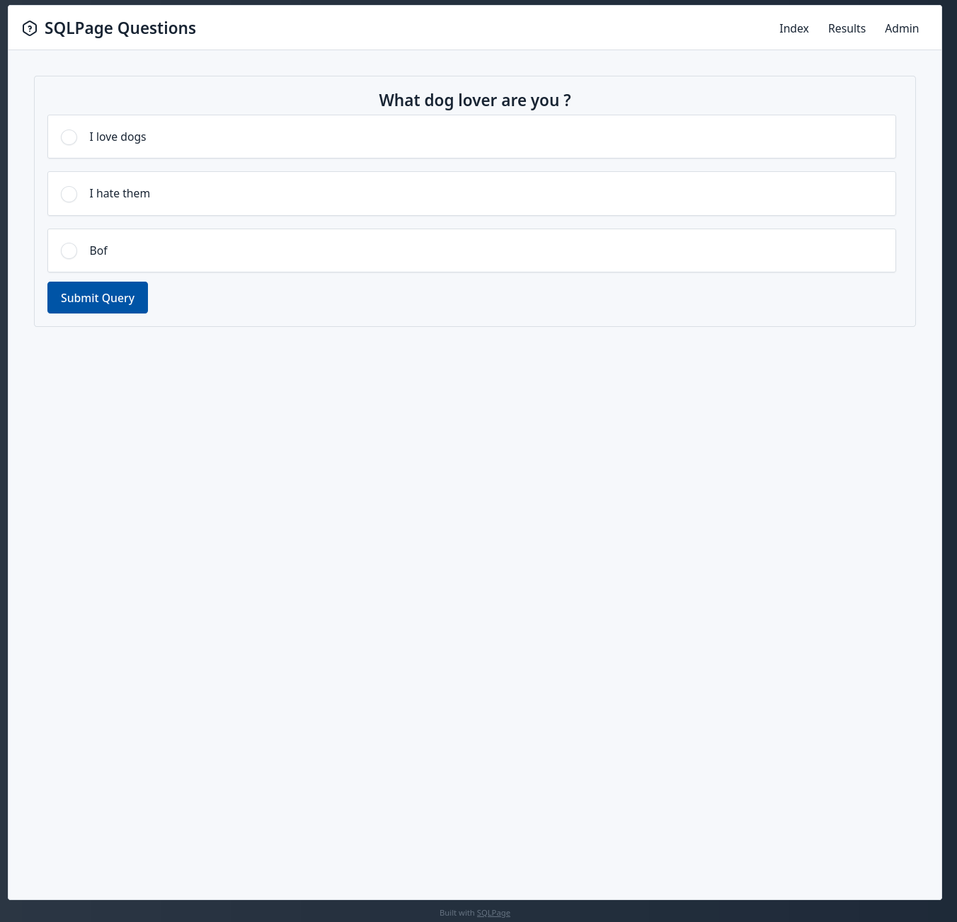 Question answering form
