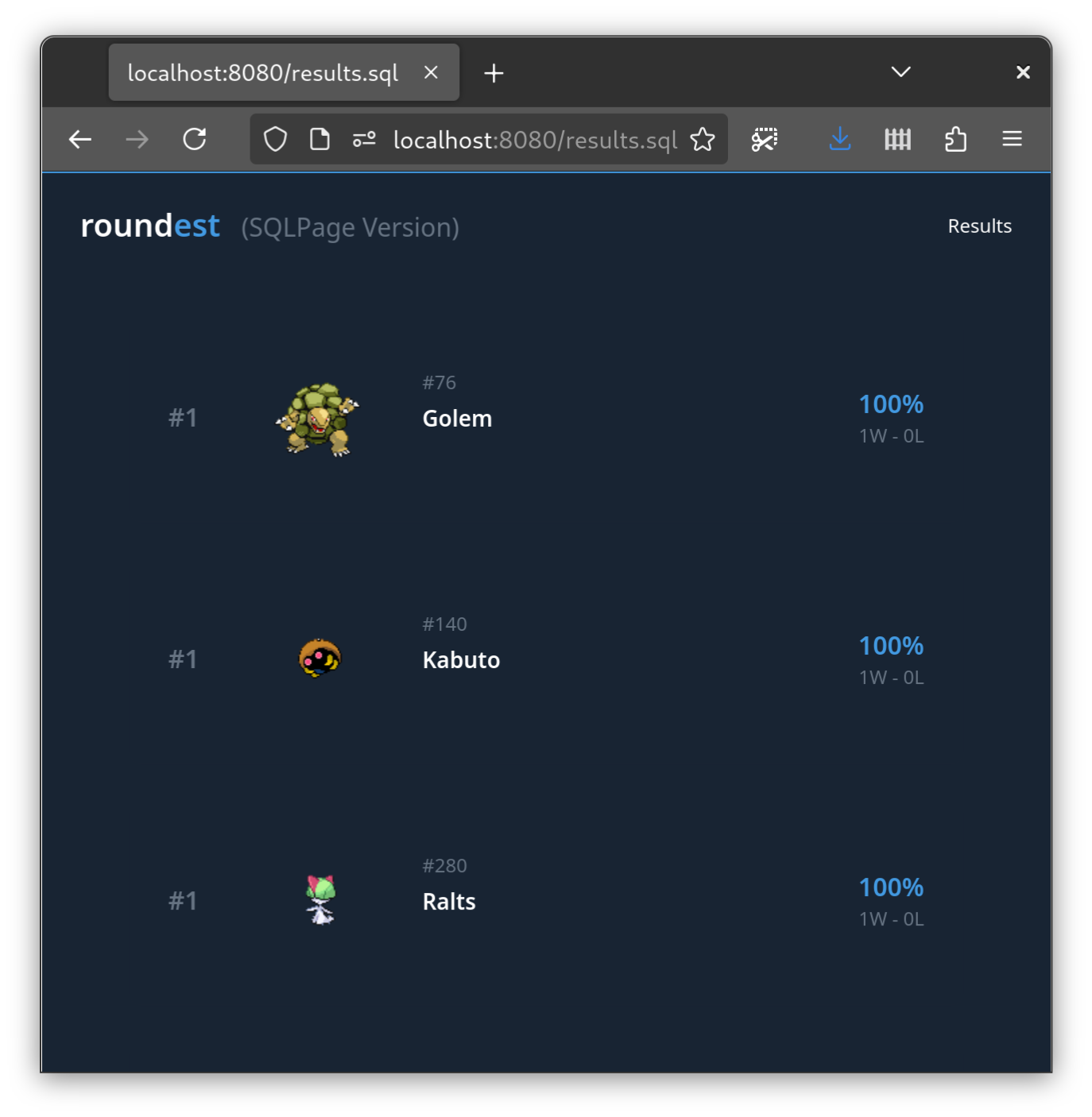 results ui