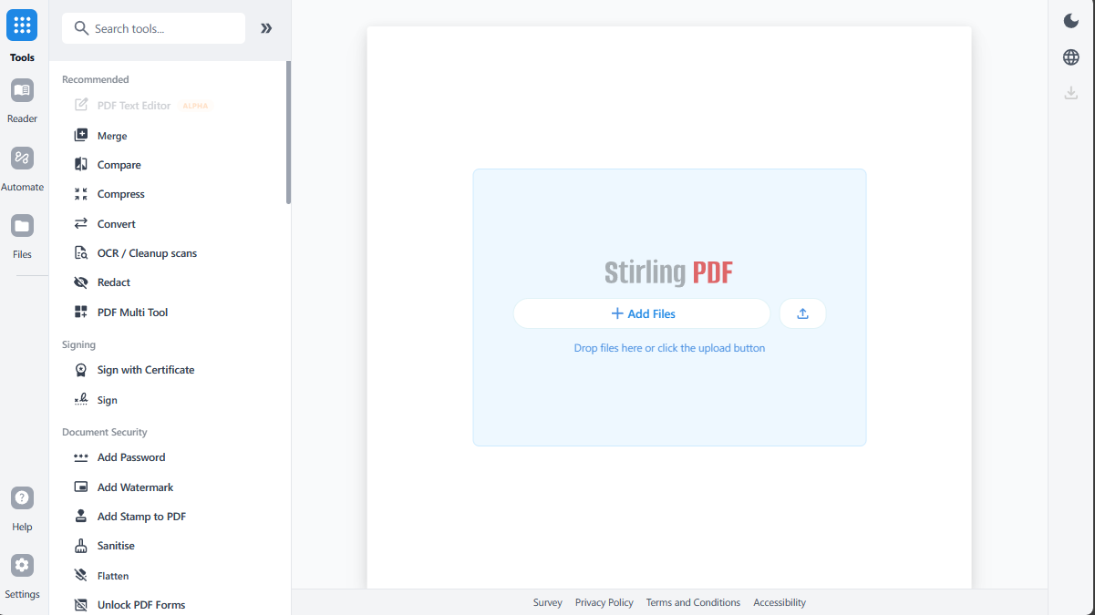 Stirling PDF - 仪表盘